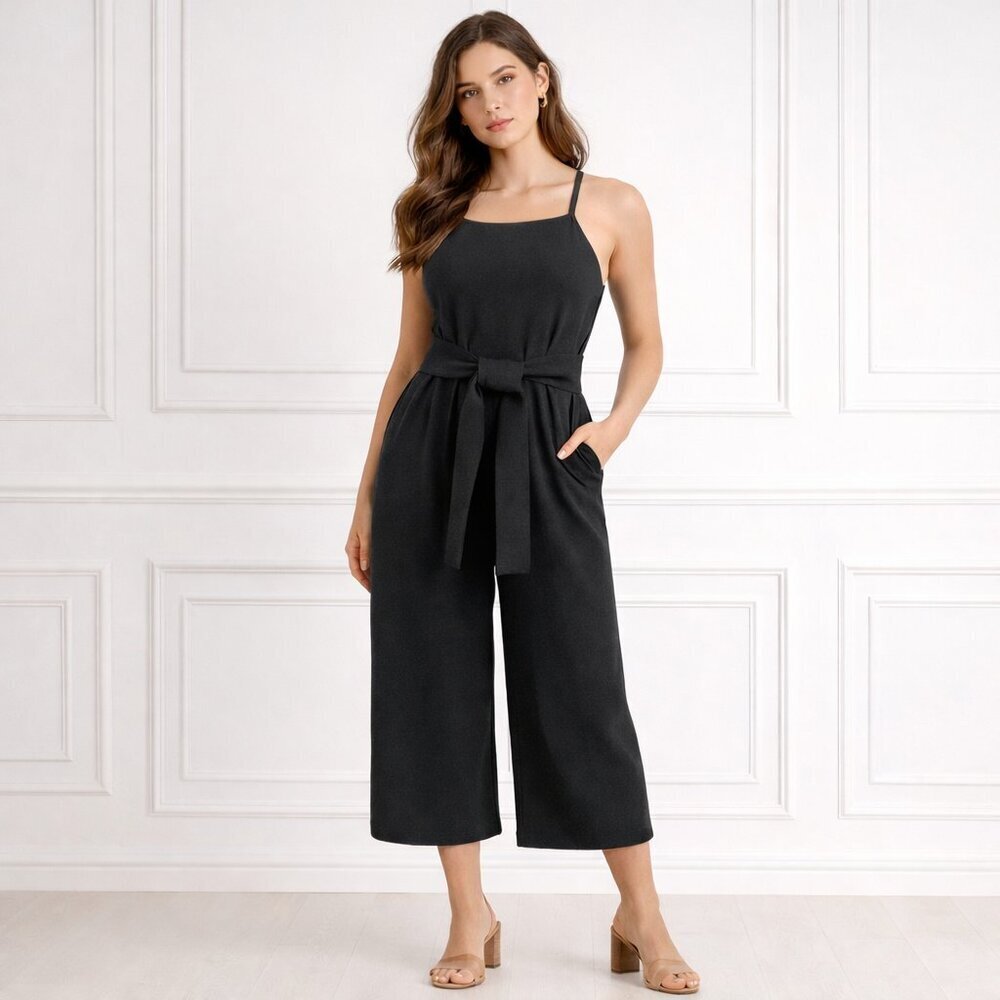 Lemon Cashmere Blend Knit Cropped Jumpsuit NWT